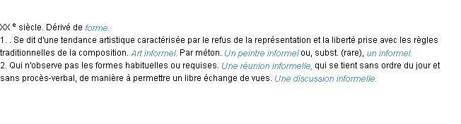 Définition informel ACAD 1986