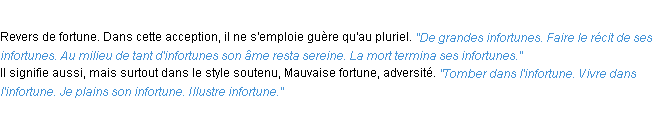 Définition infortuné ACAD 1932
