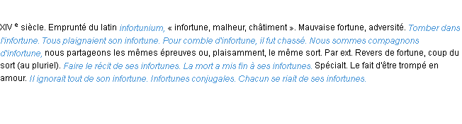 Définition infortuné ACAD 1986