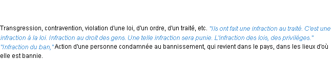 Définition infraction ACAD 1835