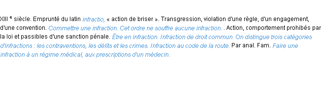 Définition infraction ACAD 1986