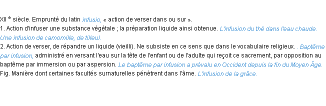 Définition infusion ACAD 1986