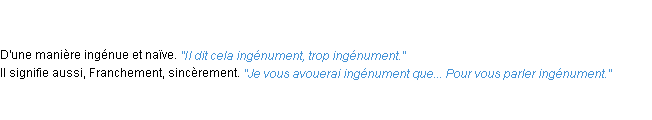 Définition ingénument ACAD 1835
