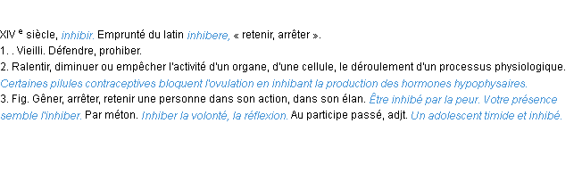 Définition inhiber ACAD 1986