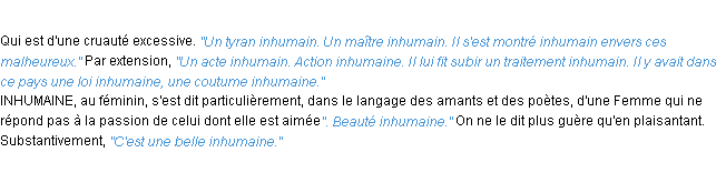 Définition inhumain ACAD 1932