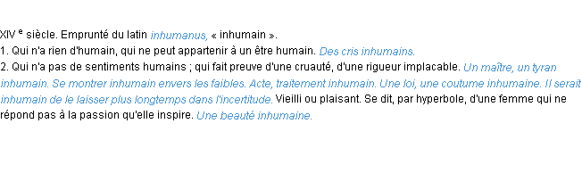 Définition inhumain ACAD 1986