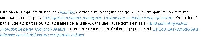 Définition injonction ACAD 1986