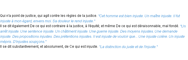 Définition injuste ACAD 1835