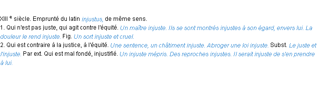 Définition injuste ACAD 1986