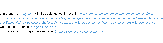 Définition innocence ACAD 1798