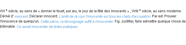 Définition innocenter ACAD 1986