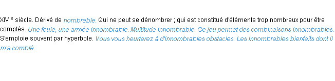 Définition innombrable ACAD 1986