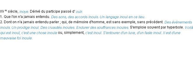 Définition inouï ACAD 1986