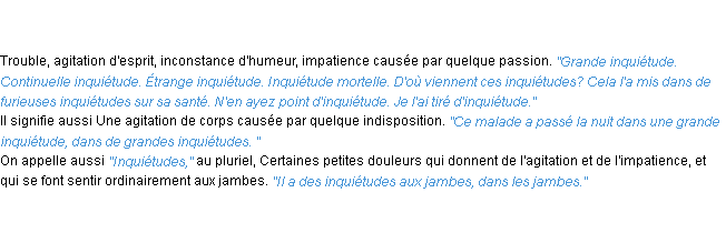 Définition inquiétude ACAD 1798