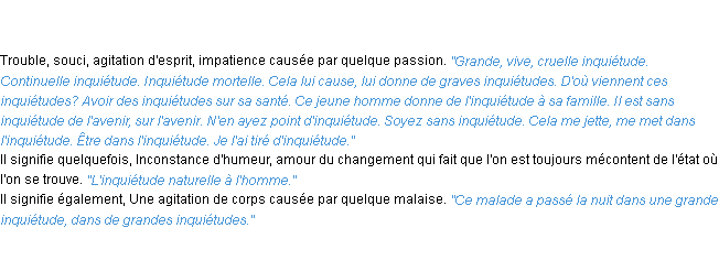 Définition inquiétude ACAD 1835