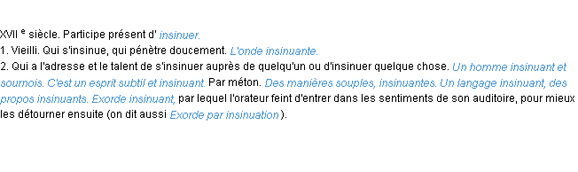 Définition insinuant ACAD 1986