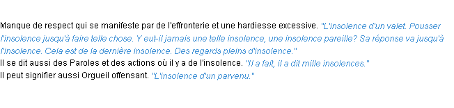 Définition insolence ACAD 1932