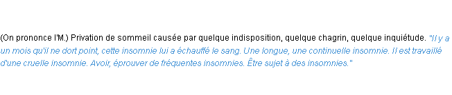 Définition insomnie ACAD 1835