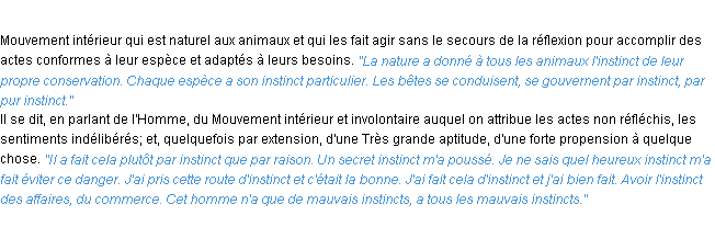 Définition instinct ACAD 1932