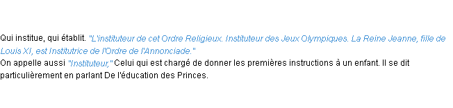 Définition instituteur ACAD 1798