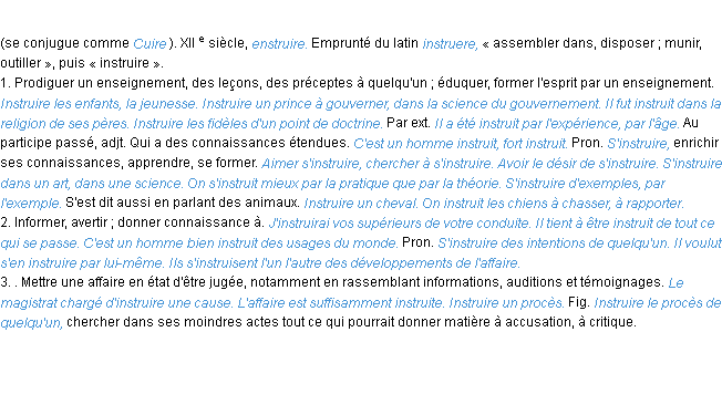 Définition instruire ACAD 1986