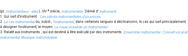 Définition instrumental ACAD 1986