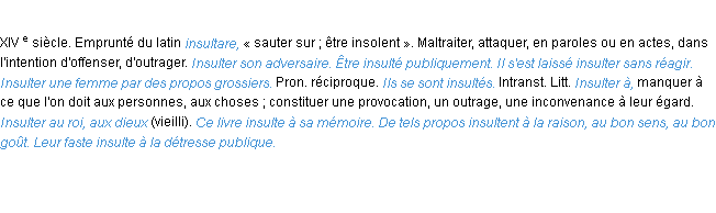 Définition insulter ACAD 1986