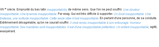 Définition insupportable ACAD 1986