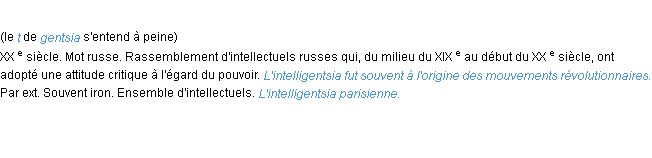 Définition intelligentsia ACAD 1986