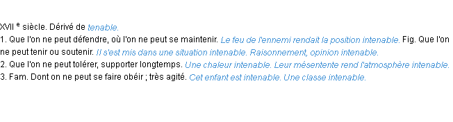 Définition intenable ACAD 1986