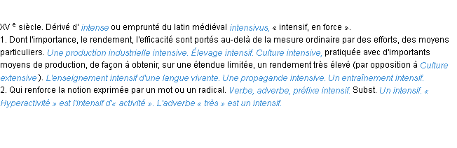 Définition intensif ACAD 1986