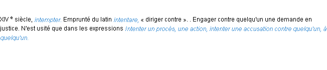 Définition intenter ACAD 1986