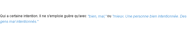Définition intentionné ACAD 1835