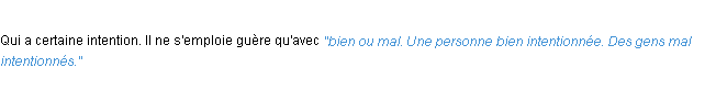 Définition intentionné ACAD 1932