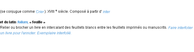 Définition interfolier ACAD 1986