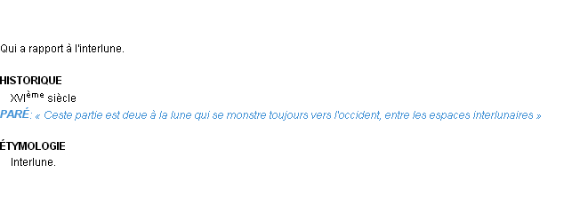Définition interlunaire Emile Littré