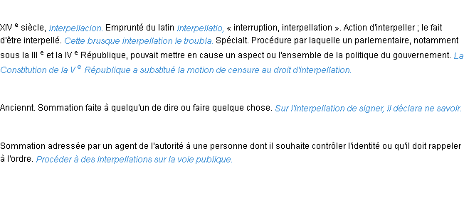 Définition interpellation ACAD 1986