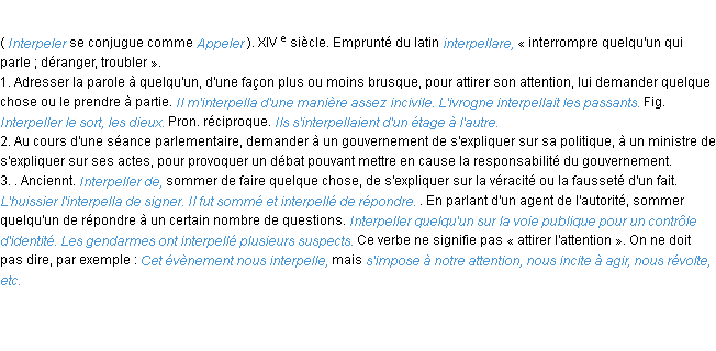 Définition interpeller ACAD 1986