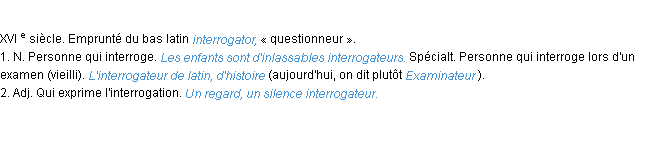 Définition interrogateur ACAD 1986