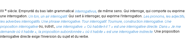 Définition interrogatif ACAD 1986