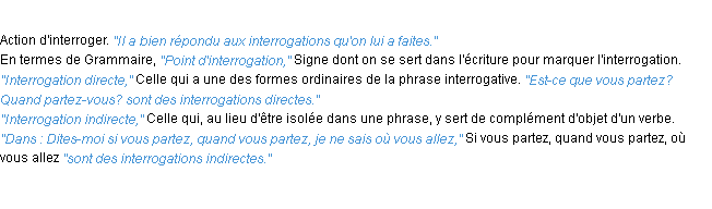 Définition interrogation ACAD 1932