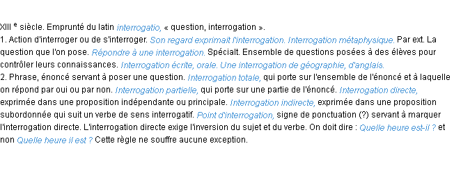 Définition interrogation ACAD 1986