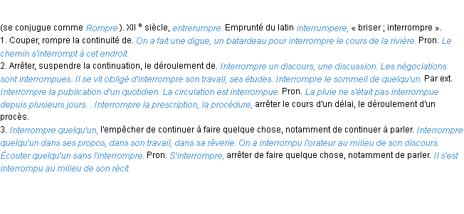 Définition interrompre ACAD 1986