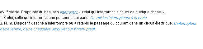 Définition interrupteur ACAD 1986