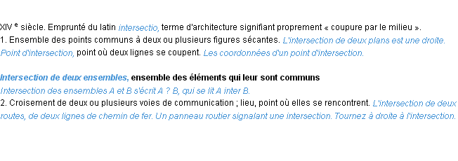 Définition intersection ACAD 1986