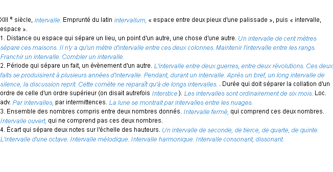 Définition intervalle ACAD 1986