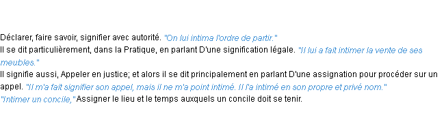 Définition intimer ACAD 1835