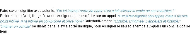 Définition intimer ACAD 1932