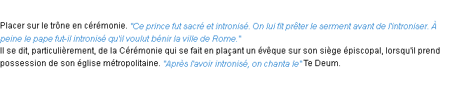 Définition introniser ACAD 1932