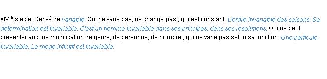 Définition invariable ACAD 1986